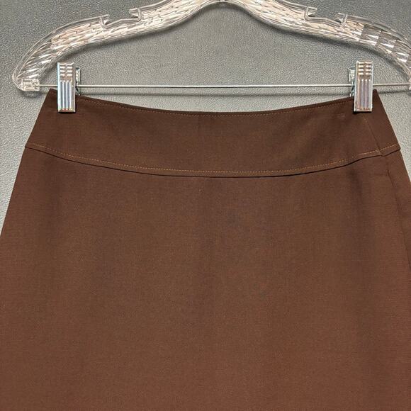 Vintage Handmade Nylon Lined Skirt A Line Chocolate Brown Office Vixen 80s Work - Picture 2 of 8